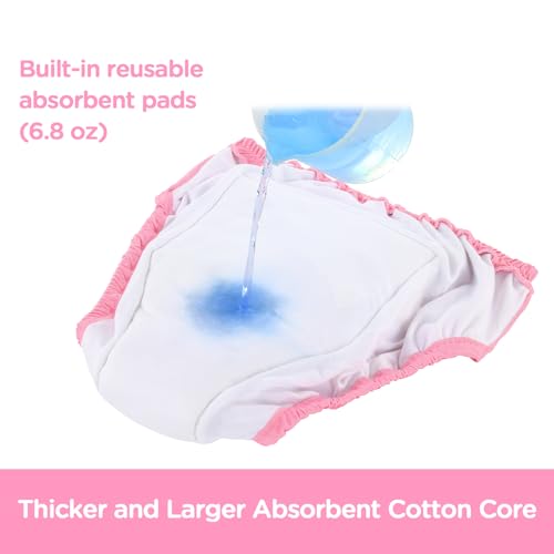 Image of Littleforbig Soft Silky Underwear Comfortable Washable Reusable Waterproof Adult Training Pants - Puppy Love Little Blue L