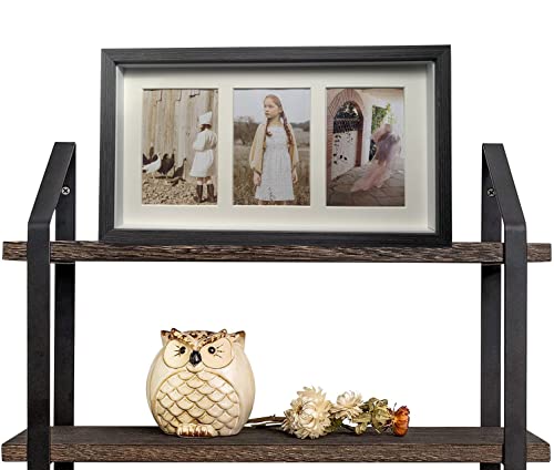 16X9 Black Solid Wood Pictures Collage Frame Single White Mat For Three Opening 4X6 Inch Photos - Wall Mounted Hanging Horizontal Decor, Gift For Family, Children, Friends #TOP5