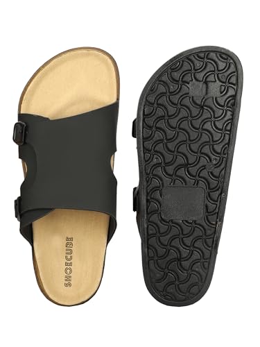 Image of Men Full Cover Double Buckle Slippers | Covered Slip-On Sandals for Men | Comfortable Footwear | Adjustable Strap Rubber Sandals | Anti-Slip Sole Slippers