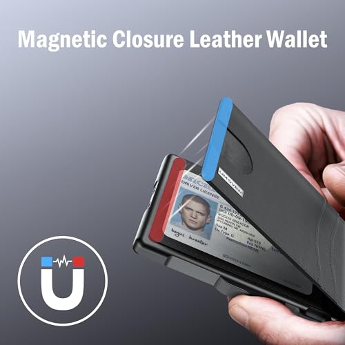 umoven Wallet for Men - Slim Leather RFID Blocking Bifold Minimalist Wallet with Metal Pop-Up Card Holder, Money Clip, Credit Card Slots - Men's Wallet, Dark Black4
