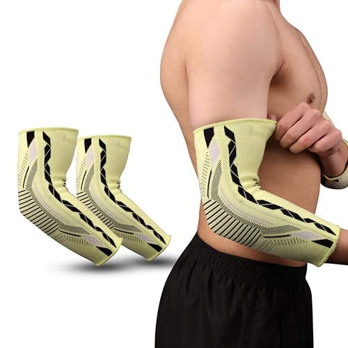 Nivia Knitted Elbow Support with Silicon For Men & Women, Neoprene Compression Sleeve, Anti-Slip Grip, Heat Retention & Joint Stability for Gym, Training, and Injury Recovery(Yellow, Small)