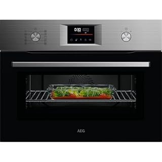 AEG 6000 Series CombiQuick Microwave and Built-in Oven OK6NK40M, 44L, Integrated Oven with Turbo Grill, Pizza Setting, Defrost/Reheating, LED display, Delay Start, 450x560x550mm, Stainless Steel