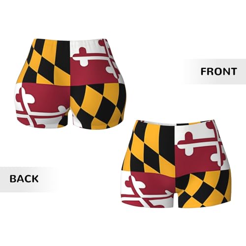 Flag of Maryland Pattern Sports Shorts, high Elastic Slim Fitness Pants, Suitable for Yoga/Leisure/Daily wear3