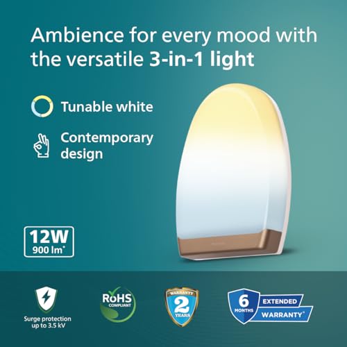 Image of Philips 12W 3 Colours in 1 Decorative Wall Light | Dawn Gold Scene Switch Wall Light for Decoration | Colour : Tunable White, Pack of 6