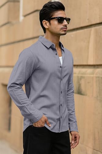 Image of Popcorn Textured Shirts for Men Grey XL
