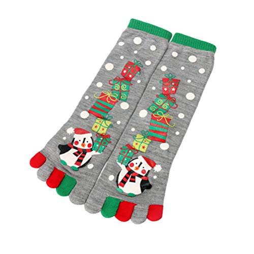 VALICLUD 1 Paire de Chaussettes Unisexes de Noël en Coton Chaussette Confortable à Cinq Doigts Chaussettes d'hiver Chaudes Et Extensibles