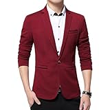 Men Casual Knit Sport Coat One Button Solid Business Suit Jackets Slim Fit Lightweight Blazer Jacket (3X-Large,Wine Red)
