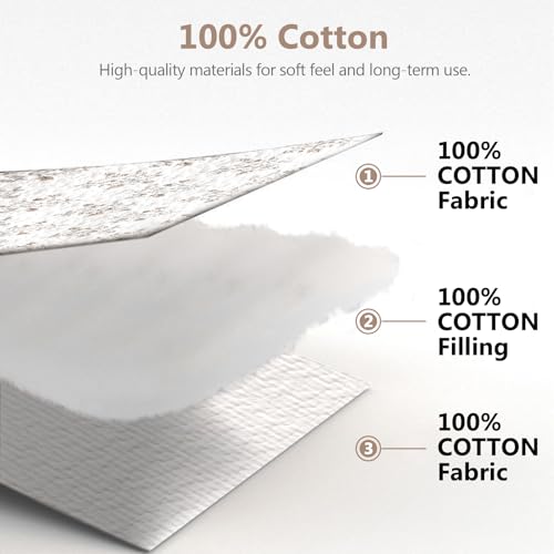 Image of 100% Cotton Quilt Set Queen Size, Queen Quilt, Floral Striped Reversible Botanical Quilted Bedspread Lightweight Comforter Bedding Set for Queen Bed, 3pcs, White /Light Camel /Gray