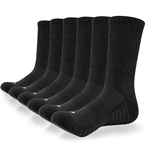 coskefy 6 pares de calcetines hombres mujeres calcetines deportivos de algodón calcetines largos caminar con acolchado suave calcetines deportivos suaves para fitness tenis trekking jogging Cover