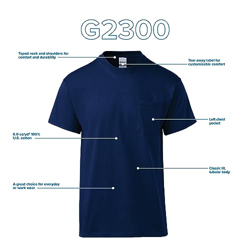 Gildan Unisex Adult Ultra Cotton T-Shirt with Pocket, Style G2300, 2-Pack4