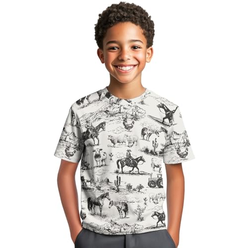 Image of Kids Graphic T-Shirt Boys Girls Novelty Tees Top Short Sleeve Shirts Summer Blouses 3-16