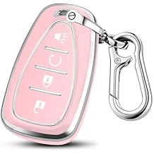 MILD EAST for Chevy Key Fob Cover with Keychain, Soft TPU Full Protection 4 Buttons Key Case for Equinox Malibu Traverse Blazer Camaro Impala Cruze Volt Bolt Sonic Trax Tahoe 4-Buttons-Silver Pink