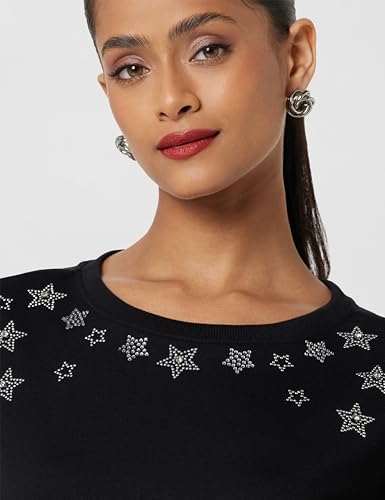 Image of Max Polyester Women Embellished Drop Shoulder Round Neck Sweatshirt