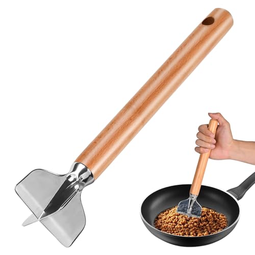Stainless Steel Meat Chopper, Stainless Steel Meat Masher, 11 Inch, Ground Beef Chopper Tool, Metal Meat Masher, Ground Meat Smasher, Hamburger Smasher Tool