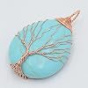 Rose Goud Kleur Wire Wrap Levensboom Water Drop Hanger voor Vrouwen Ketting Natuursteen Paars Roze Kristallen Hangers…