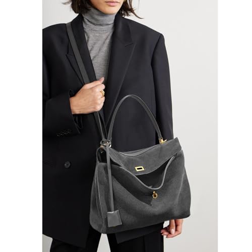 Image of hedexe Genuine Leather Tote Bag for Women: Soft Cowhide Shoulder Handbags for Ladies - Satchel Purse for Travel Work(Large)