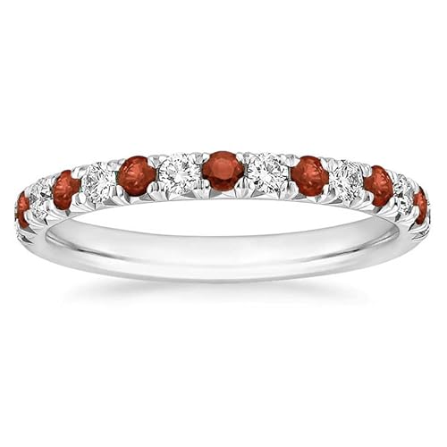2 mm Wide Garnet & White Diamond Full Eternity Ring