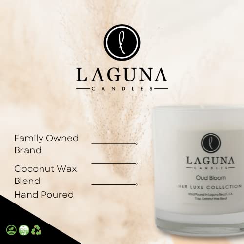 Laguna Candles | Her Luxe | Oud Bloom 11Oz Jasmine Oud Scented | Certified Vegan Aromatherapy Candle | 50 Hour Clean Burn | Cotton Wick | Coconut Wax Blend | Glass Jar Vessel #TOP4