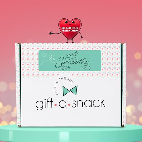 Image of Gift A Snack - Sympathy Snack Box Care Package + Greeting Card (45 Count) Condolence for Loss of Loved One, Dog Pet Cat Memorial Sweet Treats Gift Basket - Office Food Assortments