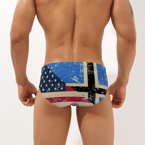 U.S. and Estonia Vintage Flag Printed Swim Briefs for Men Sexy Bikini Swimwear Elastic Beach Trunks Bathing Suit3