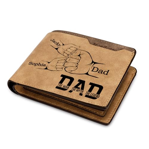 Image of Fathers Day Wallet Gift for Dad,Personalized Custom Photo & Name Wallets for Men Husband,Customized Leather Picture Wallet for Father's Day,Valentine's Day (Style 1)