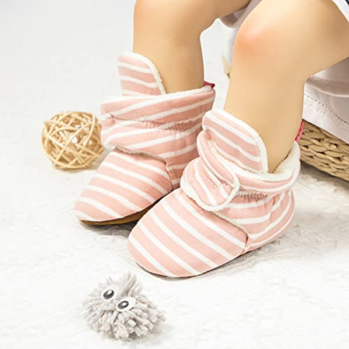 Babelvit Newborn Baby Boy Girl Soft Fleece Booties Stay On Slippers Socks Shoe Non Skid Gripper Infant Toddler First Walkers Winter Ankle Crib Shoes #TOP1