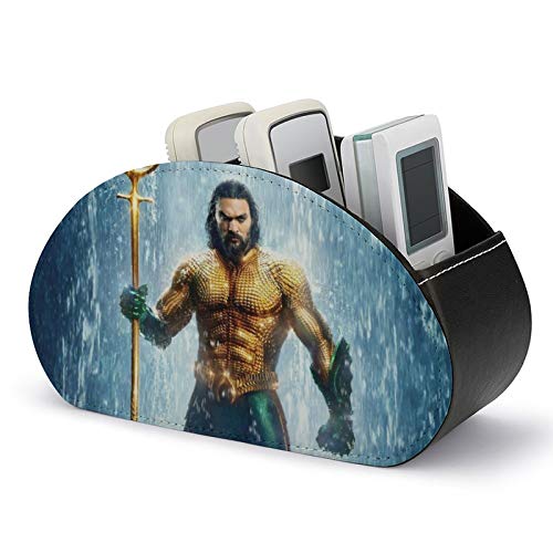 WXDGLL Remote Control Stand with 5 compartments-PU Leather Remote Control Caddy Desktop Organizer Store, Remote Control Stand, TV, DVD, Blu-ray, Media Player, Heater Controller,Jason Momoa Full-Frame