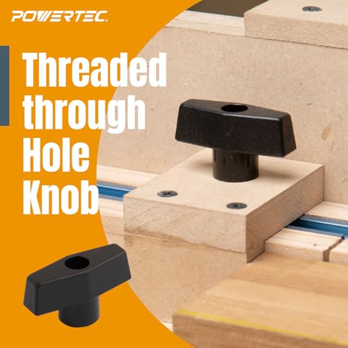 Image of POWERTEC 72211 T Track Knob 16-Piece Set & 4PK Toggle Clamps, 5 /16 inch-18 T Slot Bolts w /Knobs & 12050 Quick Release Vertical Clamps for Woodworking Jigs and Fixtures, Welding, Drill Press, Crosscut Sled