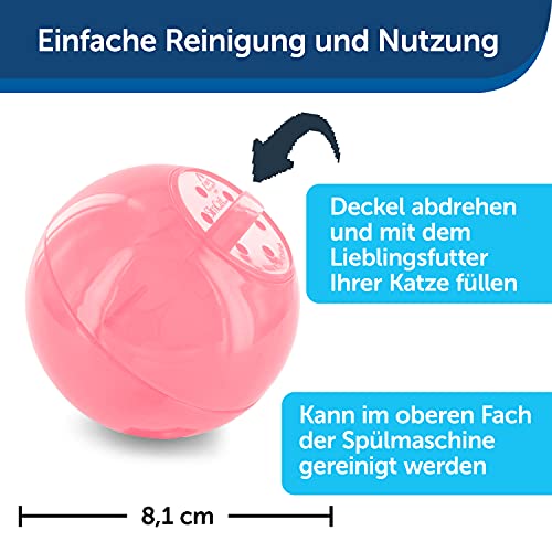PetSafe SlimCat Futterball, Snackball für Katzen, Für eine spielerische Gewichtskontrolle, 150ml Trockenfutter, Pink
