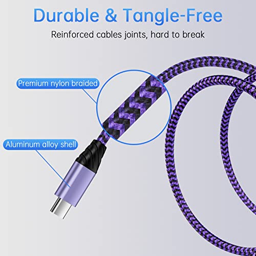 Android Auto USB C Cable Type C Charger USB Data Transfer Cable Fast Charging for Samsung Galaxy S25 Ultra/S25FE/S25+/S24FE/A16/A36/A23/A25/A26/A15/A56/A55/S24 Ultra/S23FE/S23 Ultra/S22/A14, 3FT 2Pack by Flecom - Image 6