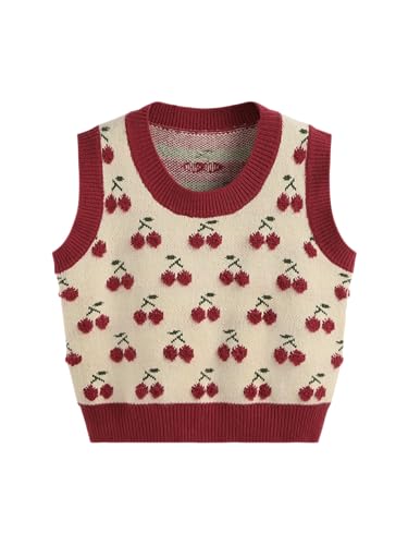 Image of CIDER Sweater Vest Women Sleeveless Cropped Sweaters Cute Graphic Tank Tops Old Money Clothes Fall Outfits