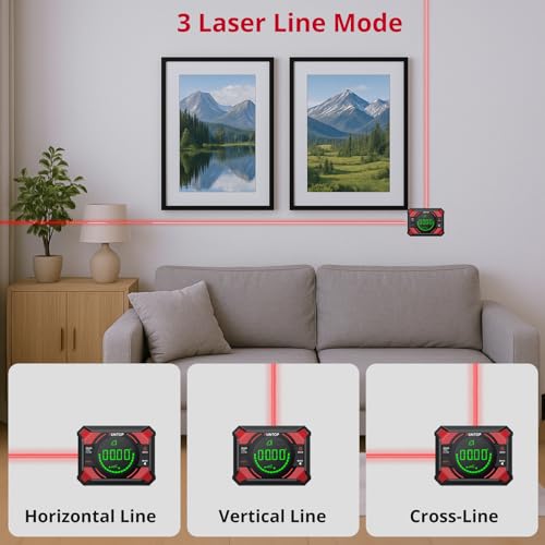 Image of XUNTOP 4x90 /2x180(0.01) Digital Angle Finder with Dual Laser Digital Angle Gauge with Bottom and Back Magnetic Rechargeable Inclinometer with Digital Level Bubble (Class 2 Laser, <1mW Power Output)
