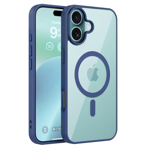 Image of AIBEX Clear Mag-Saf Case for iPhone 17-1,500 G Strong Magnetic Lock, Crystal-Clear Anti-Yellowing Back | Military-Grade Drop Protection | Camera Guard, Slim & Lightweight - Blue