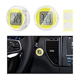 Suvnie 2 PCS Mini Motorcycle Clocks, Waterproof Motorbike Handlebar Digital Clock, 1.1 Inch Stick-On Dashboard Mount Watch, Universal Vehicle Decor Accessories for Motorcycle Car SUV (Yellow)