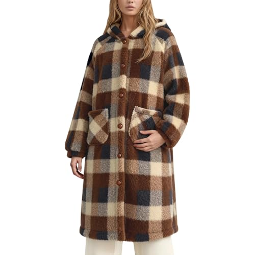 Veste polaire extra longue contre le froid - Grand manteau à capuche doux