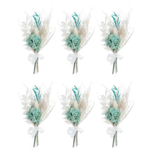 Ramo Mini de Flores Secas 6 Pzs Azul Verde miniatura 1
