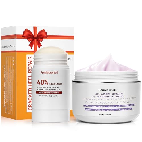 Crema de urea al 40%, crema de urea al 42% con Ácido Salicílico 2% más protección máxima del pie,Crema Hidratante para Pies,Hidratación Profunda, Para Pies, Manos,Talones, Codos, Uñas y Rodillas ﻿