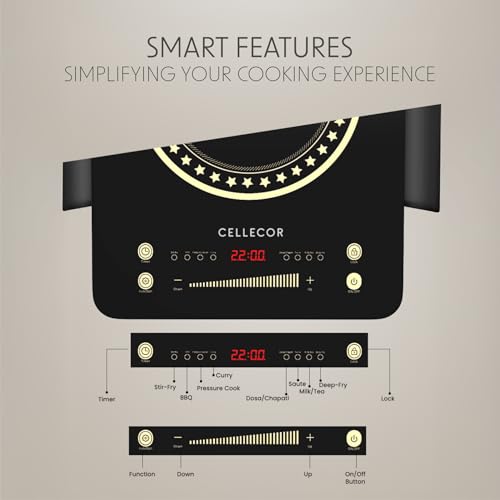 Image of CELLECOR ICT55CE 2200 Watts Infrared Cooktop with Auto-Switch Off | 8 Preset Modes | Feather Touch Panel | Overheat Protection | Radiant Heating Technology |1-Year Warranty