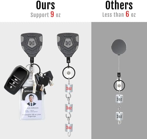 Image of Sumiko Heavy Duty Retractable Keychain with Belt Clip, ID Badge Reel Key Chain, Badge Holder with 31.5' Steel Cord and Key Ring, 1-Pack