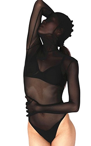 LinvMe Damen Sexy Schwarze Dünne Zentai Langärmlige Halbanzug L Cover