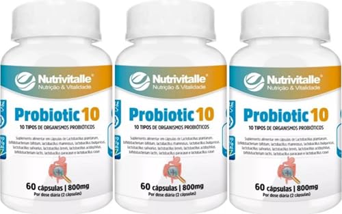 Probiotic 10 800 mg 60 Cápsulas Nutrivitalle Kit 3 Unidades