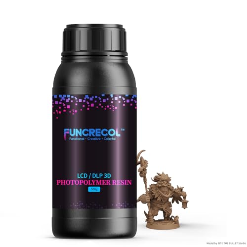 FUNCRECOL 3D Printer Resin for Tabletop Miniatures, 405nm UV-Curing Resin Ultra Clear Detail Photopolymer Resin for 8K/10K/12K LCD/DLP Resin 3D Printer, High Precision 3D Printing Resin Brown, 500g