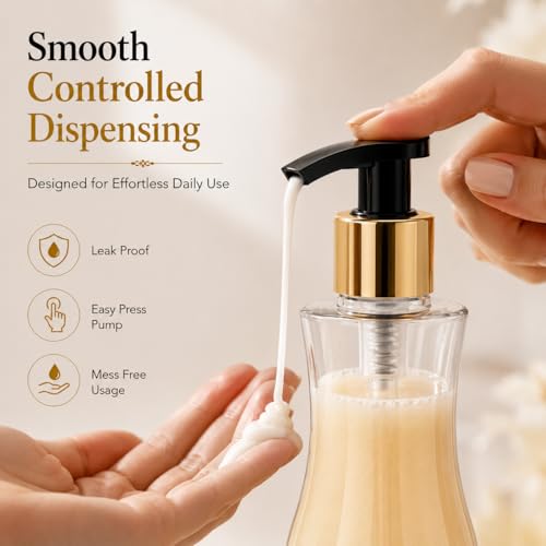 Image of Prakash Empty Plastic Trophy Pump Bottles Dispenser 500ml Portable Shampoo Lotion Hand Bottle (Transparent Trophy Golden Pump 500ML, Pack of 3)