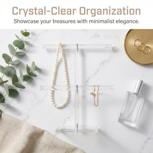 Dzrige Acrylic Necklace Bracelet Jewelry Holder Display Organizer Stand for Earrings Elegant Dresser Vanity Store Design for Vendors Upscale Presentation — view 5