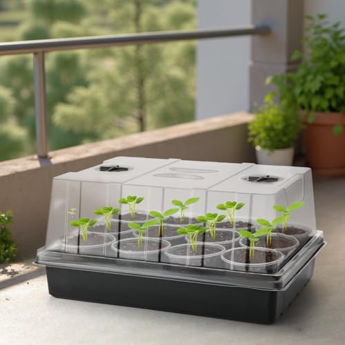 RooTrimmer 4-Pack Seed Starter Trays with 5'' Tall Humidity Domes – Reusable Plant Germination Kit for Microgreens, Herbs & Indoor Gardening | Clear Vented Lids, Fast Seedling Growth & Durable Design - Image 5