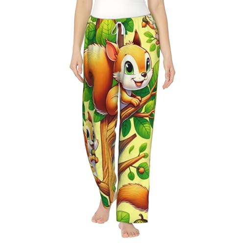 Pantalon de pyjama en polaire pour femme avec motif écureuil mignon