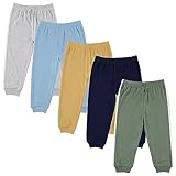 Cudlie 5-Pack Baby Boys Jogger Pants, Lightweight Tapered Fit Sweatpants, Active/Lounge Jogger for Boys, Solid/18M