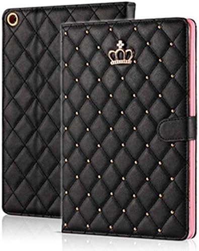 AmazFCCY iPad Air 3 10.5'' 2019/ iPad Pro 10.5'' 2017 Case, Pu Leather Cute Crown Rhinestones Elegant Smart Auto Sleep/Wake Stand Shockproof for Apple iPad 10.5'' Air 3/ iPad Pro 2017 (Black)