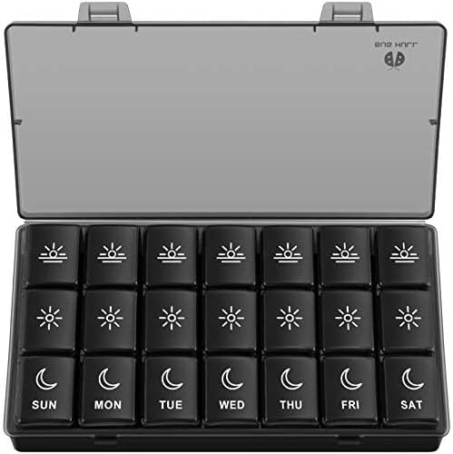 BUG HULL Weekly Pill Organizer 3X a Day, Daily 7 Day Pill Box 3 Times a Day, Travel Medicine Pill Organizer Pill Case Container for Vitamins, Supplements