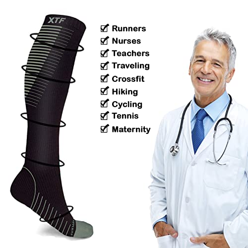 Copper Compression Socks - Knee High For Running, Athtletics, Travel - 6 Pair #TOP4